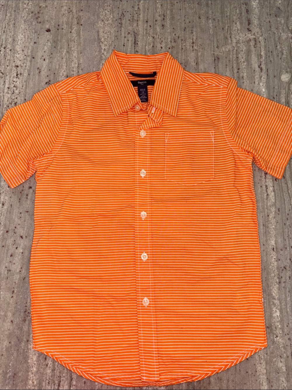 GAP Orange and White Striped Short-Sleeve Button-Down Shirt